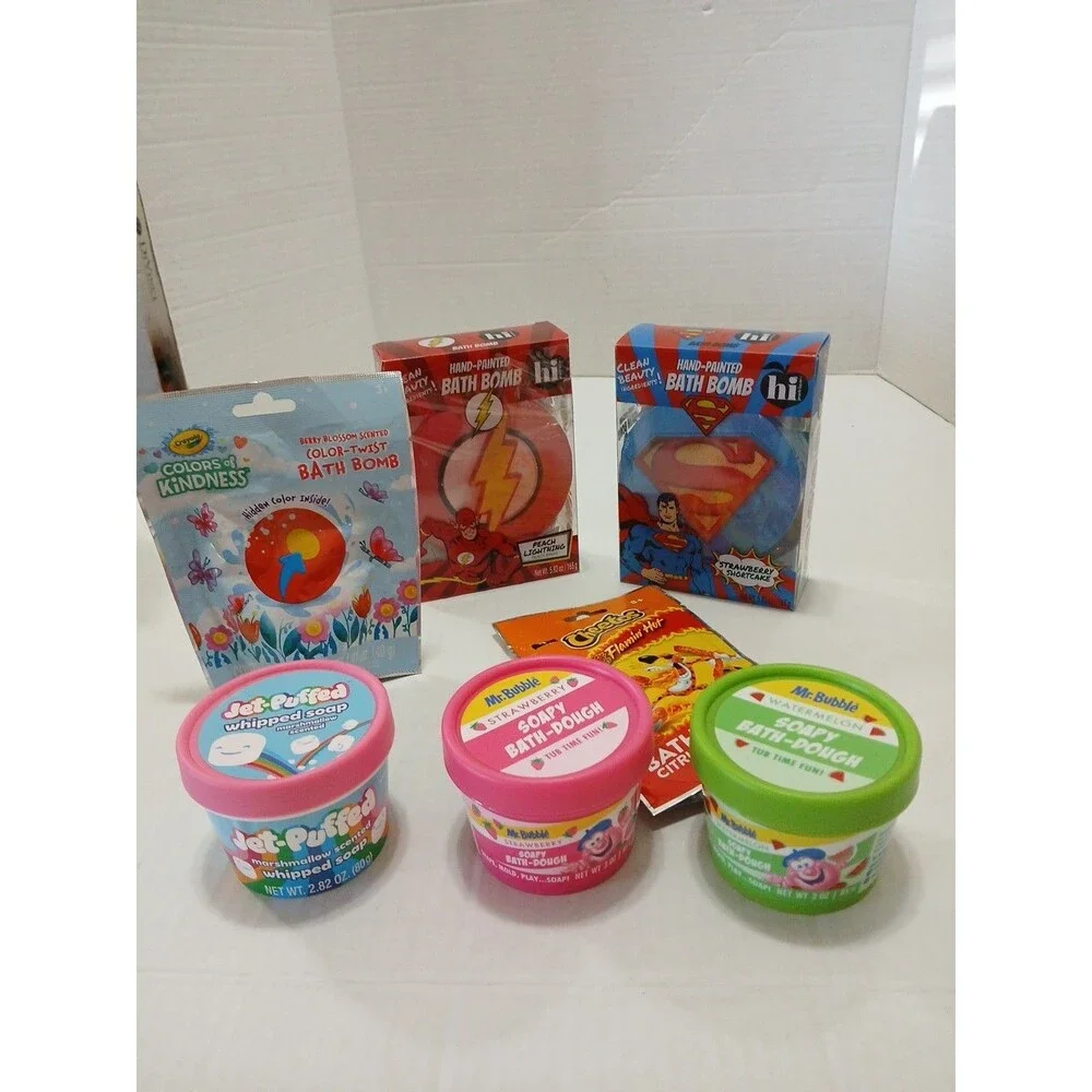Assortment Lot Of 7 Miscellaneous Bath Dough, Large Bath Bombs,